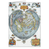 Vintage Heart Shaped Antique World Map Peter Apian