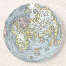 Vintage Heart Shaped Antique World Map Peter Apian Drink Coasters