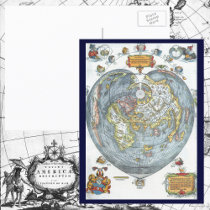 Vintage Heart Shaped Antique World Map Peter Apian