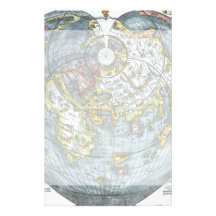Vintage Heart Shaped Antique World Map Peter Apian Customized Stationery