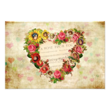 Vintage Hearts and Flowers Art Photo