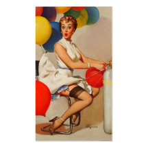 Vintage helium Party balloons Elvgren Pin up Girl Business Card Template