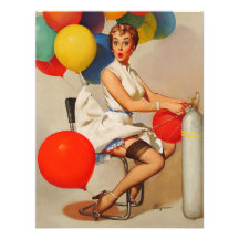 Vintage helium Party balloons Elvgren Pin up Girl Invites