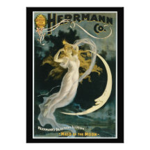 Vintage Herrmann Maid of the Moon Poster Personalized Invitation