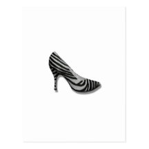 Vintage High Heel Zebra Stripe Shoes Pump Postcard