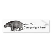 Vintage Hippo Bumper Sticker