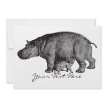 Vintage Hippo Invitation