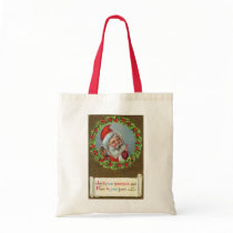 Vintage Holiday Christmas Santa Tote Bags