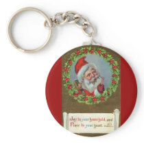 Vintage Holiday Christmas Santa Keychains