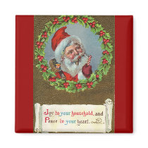 Vintage Holiday Christmas Santa Refrigerator Magnets