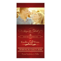 Vintage Hollywood Poster Red & Gold Save the Date Picture Card