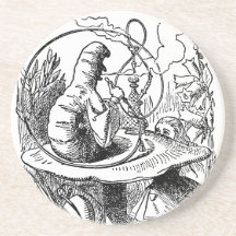 Vintage Hookah Smoking Caterpillar with Alice Beverage Coaster