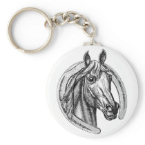 Vintage Horse and Horseshoe Keychain