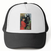 Vintage Horse Girl Red Coat Equestrian Sugar Cube Trucker Hat