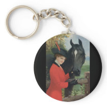 Vintage Horse Girl Red Coat Equestrian Sugar Cube Keychains