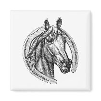 Vintage Horse & Horseshoe Fridge Magnet