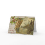 Vintage Horses Merry Christmas Greeting Card