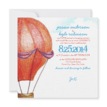 Vintage Hot Air Balloon Wedding Invitation