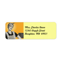 Vintage Housewife Vacuuming Return Address Label