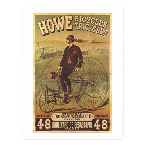 Vintage Howe Bicycles and Tricycles Ad Postcards