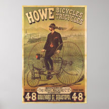 Vintage Howe Bicycles and Tricycles Ad Posters