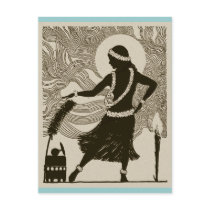 Vintage Hula Girl Post Card
