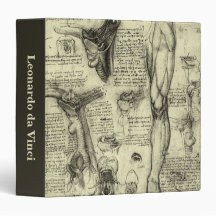 Vintage Human Anatomy Larynx Leg Leonardo da Vinci Vinyl Binder