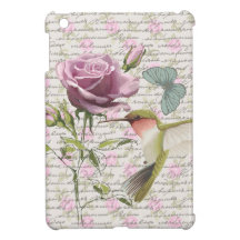 Vintage Hummingbird Butterfly and Rose iPad Mini Case