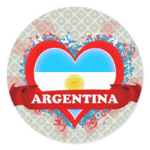 Vintage I Love Argentina Round Sticker