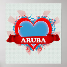 Vintage I Love Aruba Print