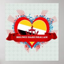 Vintage I Love Brunei Darussalam Poster