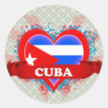 Vintage I Love Cuba Round Sticker