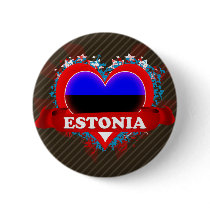 Vintage I Love Estonia Pinback Buttons