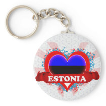 Vintage I Love Estonia Keychain