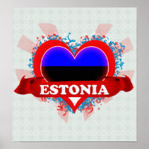 Vintage I Love Estonia Poster