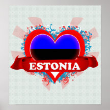 Vintage I Love Estonia Poster