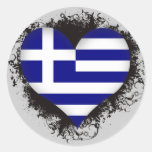 Vintage I Love Greece Round Sticker