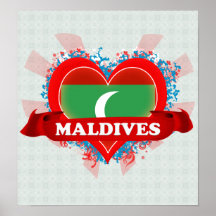 Vintage I Love Maldives Poster