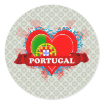 Vintage I Love Portugal Round Stickers