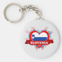 Vintage I Love Slovenia Keychains