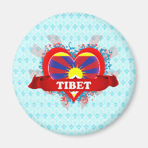 Vintage I Love Tibet Fridge Magnet
