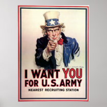 Vintage "I Want You" US Army Uncle Sam Print