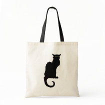 Vintage Illustration Halloween Black Cat Canvas Bags