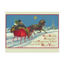 Vintage Illustration New Years Card Postcards