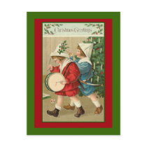 Vintage Illustration of Christmas Morning Post Card