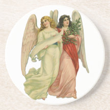 Vintage Illustration Victorian Christmas Angels Drink Coasters