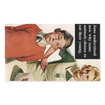 Vintage Image Angry Mom and Cake Rectangle Stickers