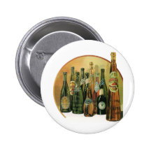 Vintage Imported Beer Bottles, Alcohol, Beverages Pinback Buttons