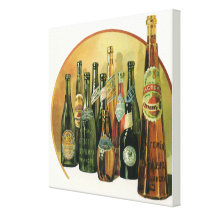Vintage Imported Beer Bottles, Alcohol, Beverages Gallery Wrapped Canvas