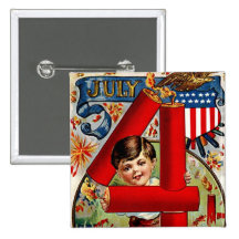 Vintage Independence Day Pinback Buttons